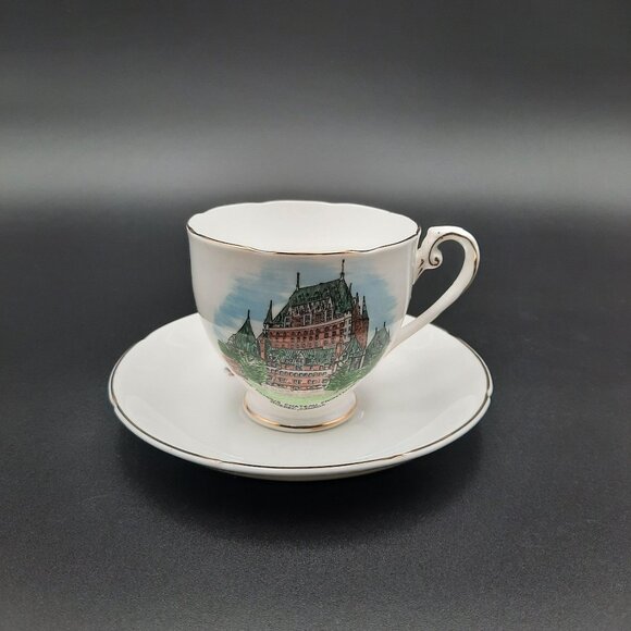 Vintage Royal Grafton Fine Bone China Teacup & Saucer Set With Chateau Frontenac - Picture 1 of 8